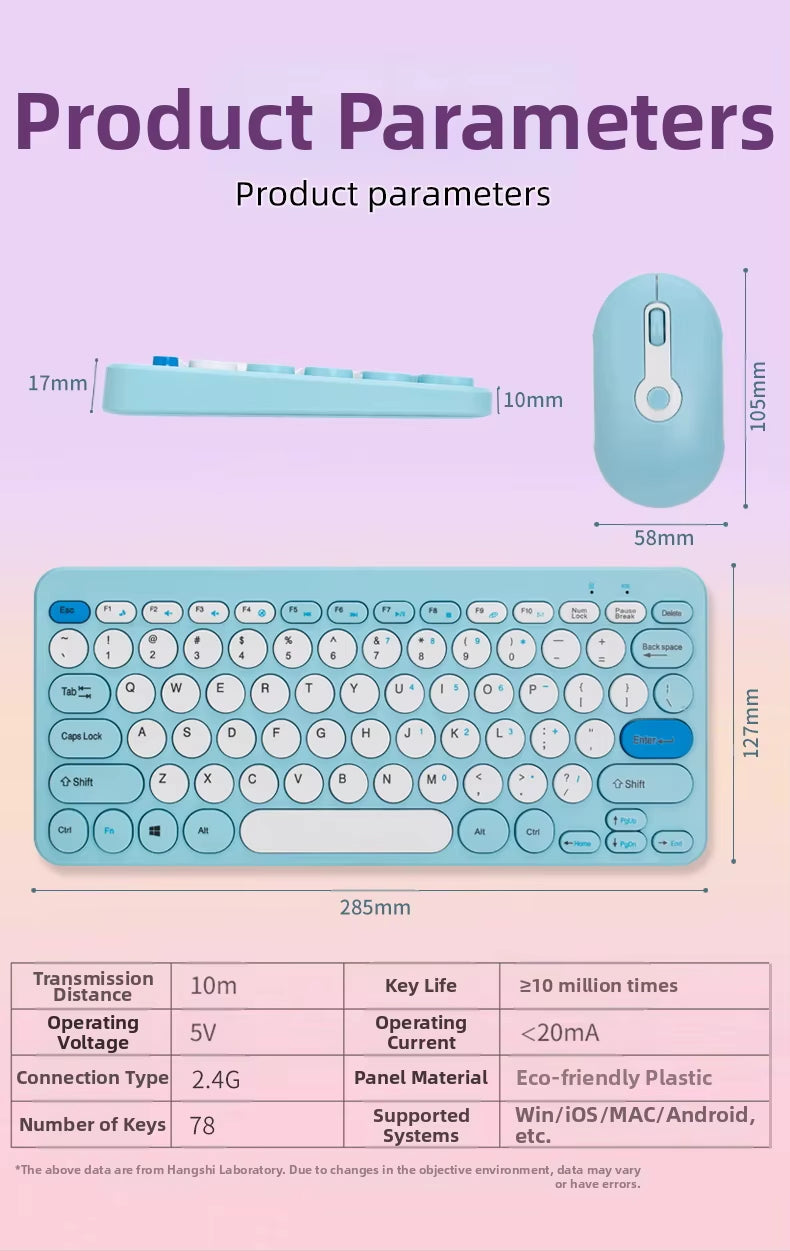 2.4G Mini Mechanical USB Wireless Keyboard Mouse Set Mute Button 78 Keys Ergonomic Design Compatible Mac Windows 1600dpi - Image 2