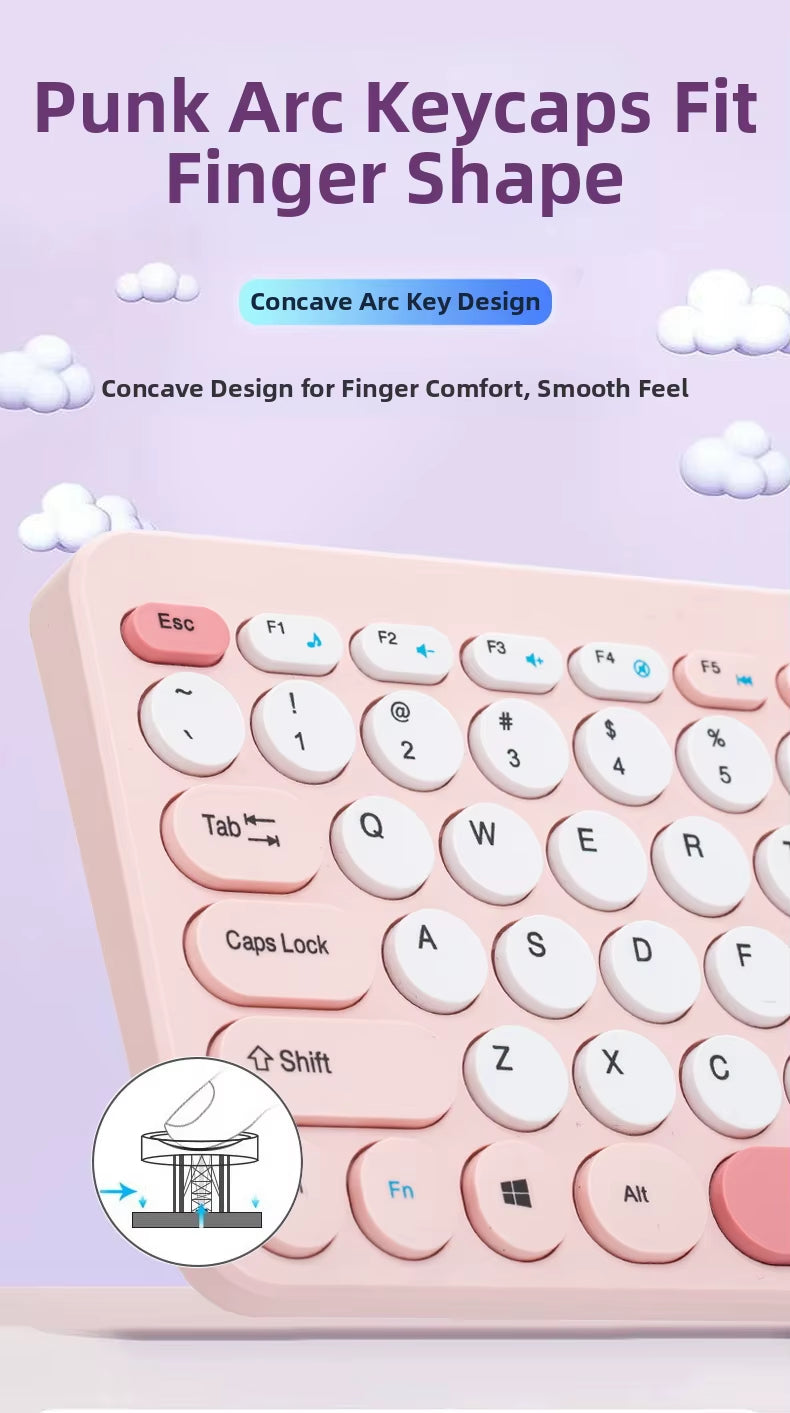 2.4G Mini Mechanical USB Wireless Keyboard Mouse Set Mute Button 78 Keys Ergonomic Design Compatible Mac Windows 1600dpi - Image 18