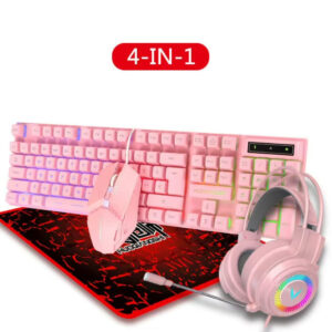 4 in 1 RGB PC Keyboard Mouse Gamer Combo Gaming Setup and Mouse Kit Set with Headphones Mouse Pad