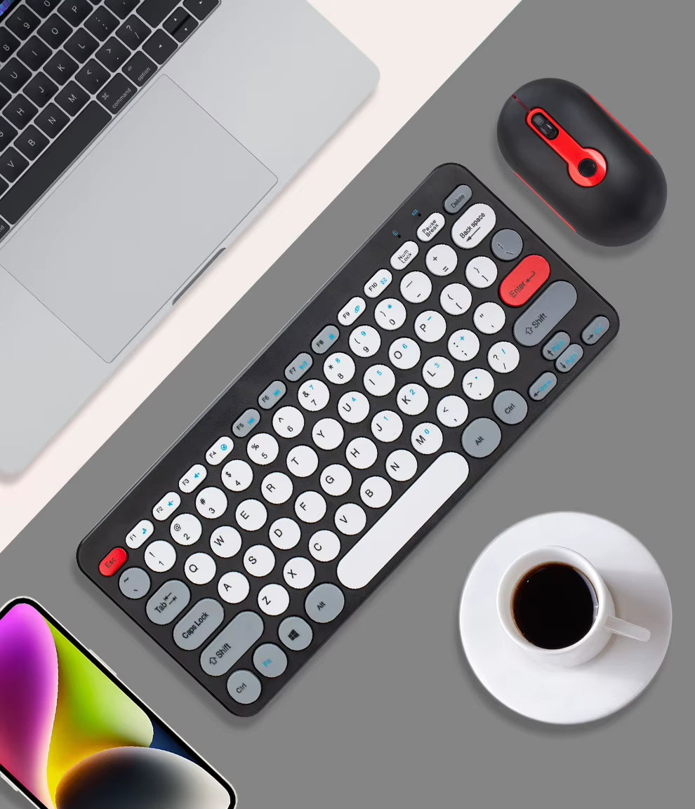 2.4G Mini Mechanical USB Wireless Keyboard Mouse Set Mute Button 78 Keys Ergonomic Design Compatible Mac Windows 1600dpi - Image 9