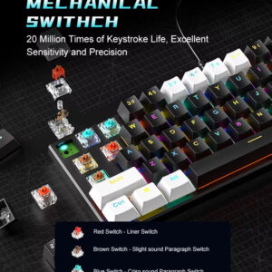 AMZ Hot Sale 60 Percent Mechanical Keyboard 60% Mini Portable Computer Compact Gamer Keyboard Blue Switch Gaming Keyboard BD61