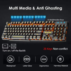 2.4G Wireless Gaming Keyboard and Mouse Combos RGB Led Usb Game Klavye Set for Home Laptop Computer Desktop Win PC Games F2