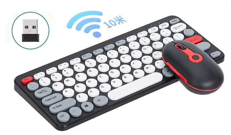 2.4G Mini Mechanical USB Wireless Keyboard Mouse Set Mute Button 78 Keys Ergonomic Design Compatible Mac Windows 1600dpi - Image 13