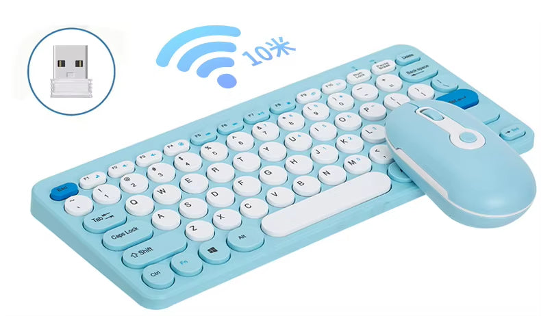 2.4G Mini Mechanical USB Wireless Keyboard Mouse Set Mute Button 78 Keys Ergonomic Design Compatible Mac Windows 1600dpi - Image 5